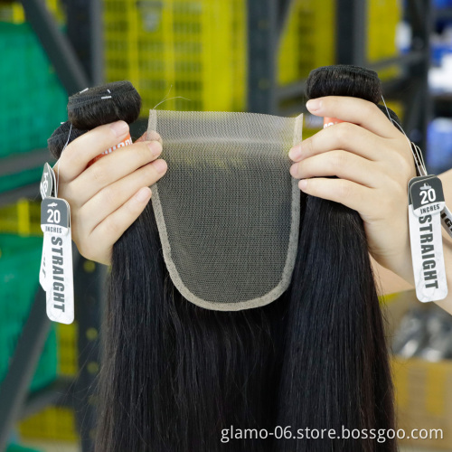 Annione Straight Human Hair Bundles 30 38 40 Inch Brazilian Hair Weave Bundles Natural Hair Extensions 3 4 Bundles With Closure